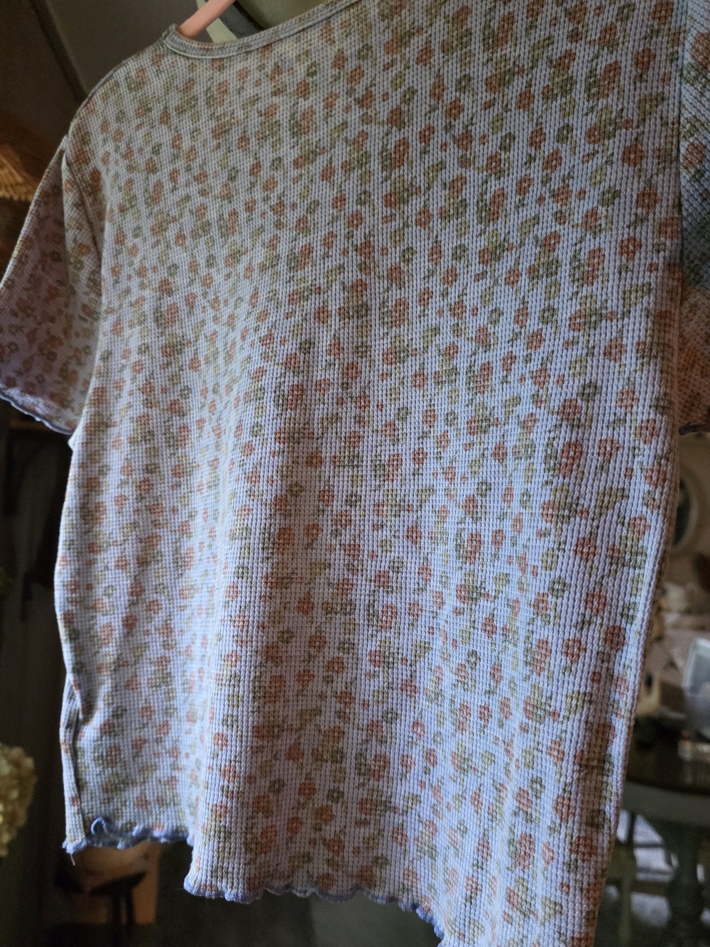 American Eagle Outfitters Blue Short Sleeve Ribbed Floral Tee - Picture 5 of 5